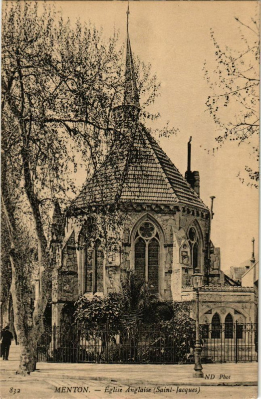 Carte postale ancienne Menton - Eglise anglaise à Menton
