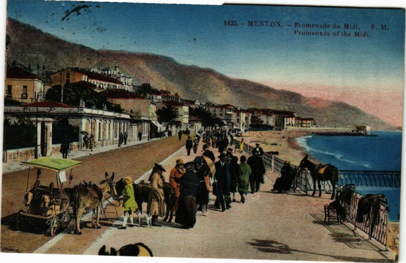 Carte postale ancienne Menton - Promenade du Midi à Menton