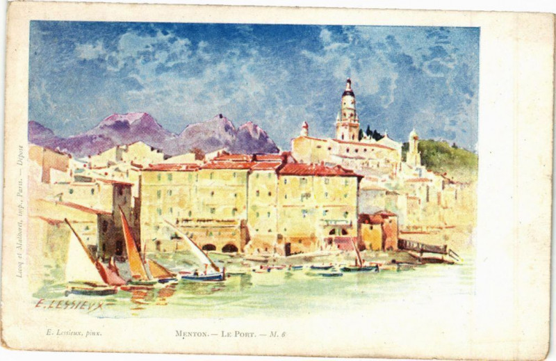 Carte postale ancienne Menton - Le port à Menton