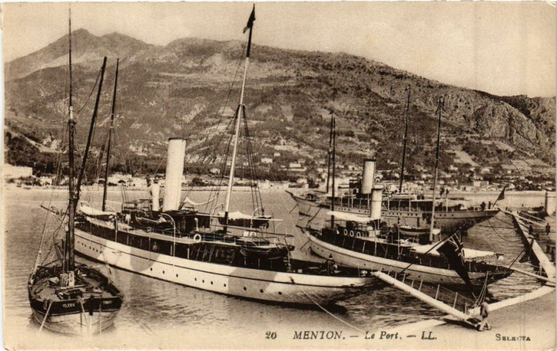 Carte postale ancienne Menton - Le port à Menton