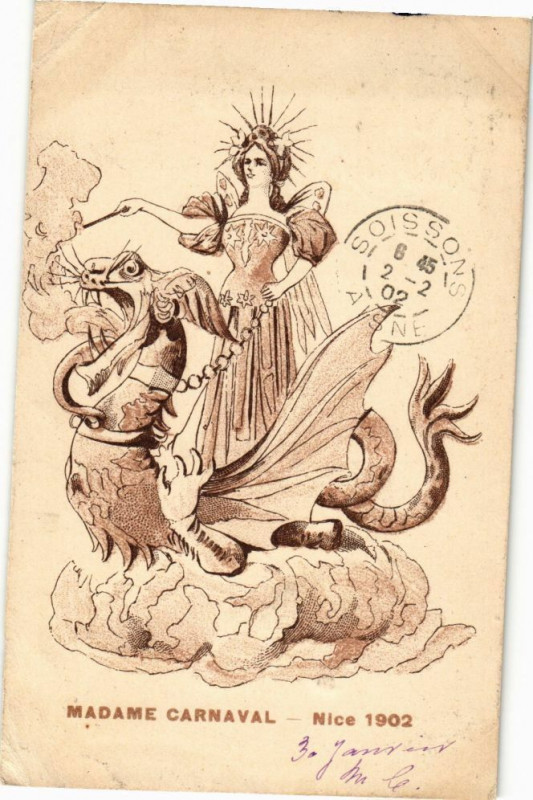 Carte postale ancienne Madame carnaval - Nice à Nice