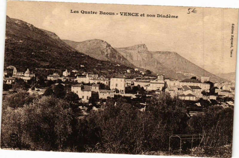 Carte postale ancienne Les Quatre Baous - Vence et son Diadéme à Vence
