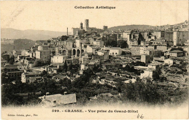 Carte postale ancienne Grasse - Vue prise du Grand-Hotel à Grasse
