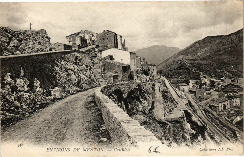 Carte postale ancienne Environs de Menton - Castillon à Menton