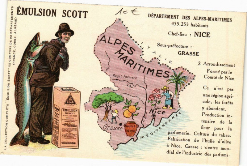 Carte postale ancienne Emulsion Scott - Grasse à Grasse