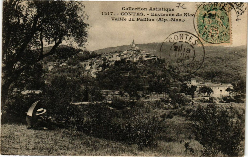 Carte postale ancienne Contes - Environs de Nice à Contes