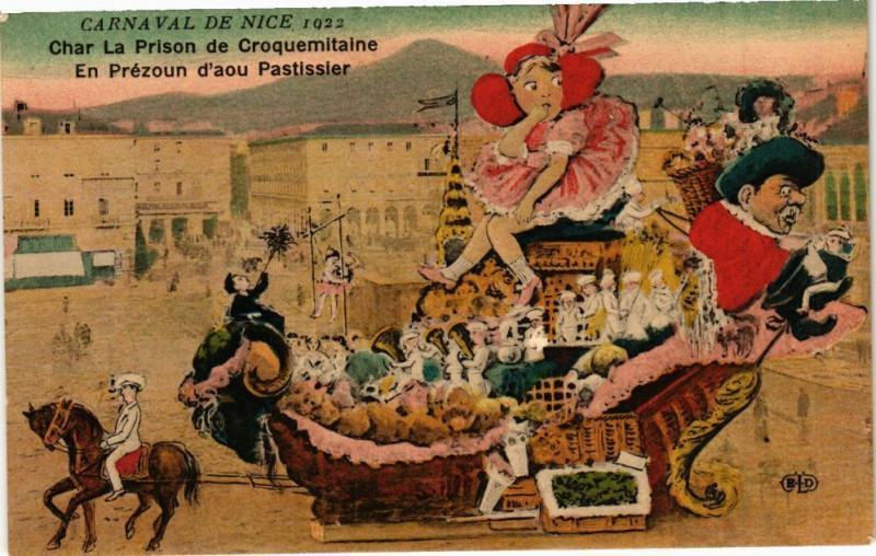 Carte postale ancienne Carnaval de Nice 1922 - Char La Prison de Croquemitaine à Nice