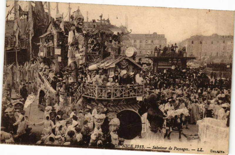 Carte postale ancienne Carnaval de Nice 1913 - Saboteur de Paysages à Nice