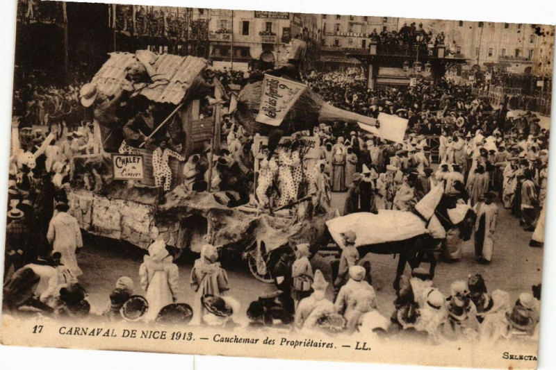 Carte postale ancienne Carnaval de Nice 1913 - Cauchemar des Propriétaires à Nice
