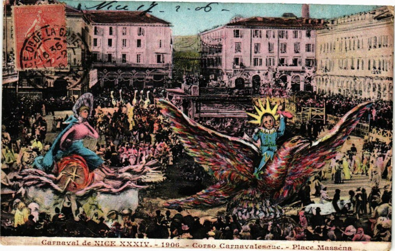 Carte postale ancienne Carnaval de Nice 1906 - Corso Carnavalasque à Nice