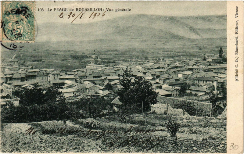 Carte postale ancienne Le Peage-de-Roussillon - Vue générale au Péage-de-Roussillon