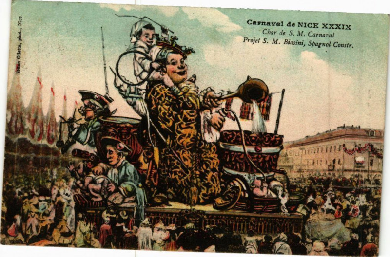 Carte postale ancienne Carnaval de Nice - Char de S.M. Carnaval à Nice