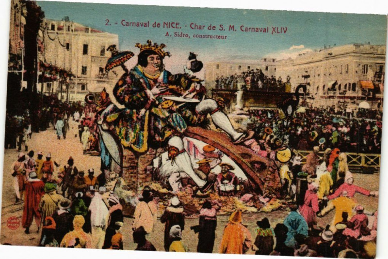 Carte postale ancienne Carnaval de Nice - Char de S. M. Carnaval à Nice