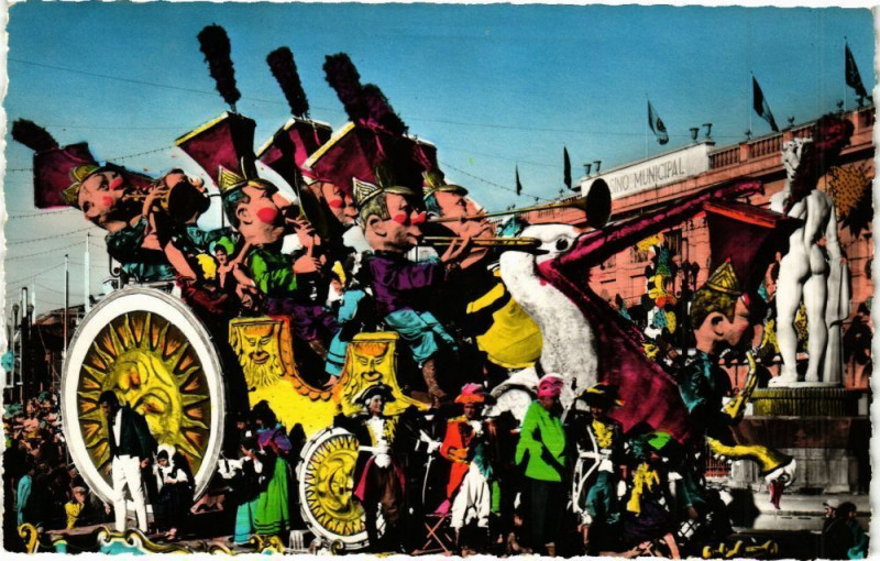 Carte postale ancienne Carnaval de Nice - Char de la Musique à Nice