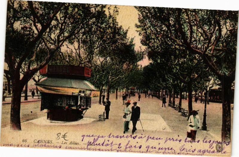 Carte postale ancienne Cannes - lES Allees à Cannes