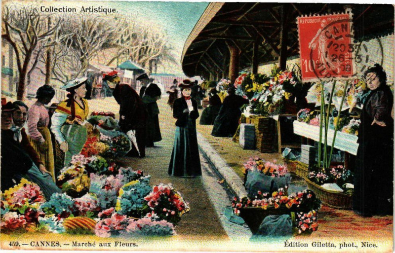Carte postale ancienne Cannes - Marché aux Fleurs à Cannes