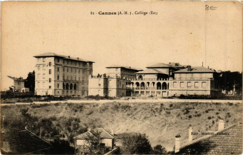 Carte postale ancienne Cannes - Collége à Cannes