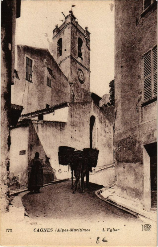 Carte postale ancienne Cagnes - L'Eglise