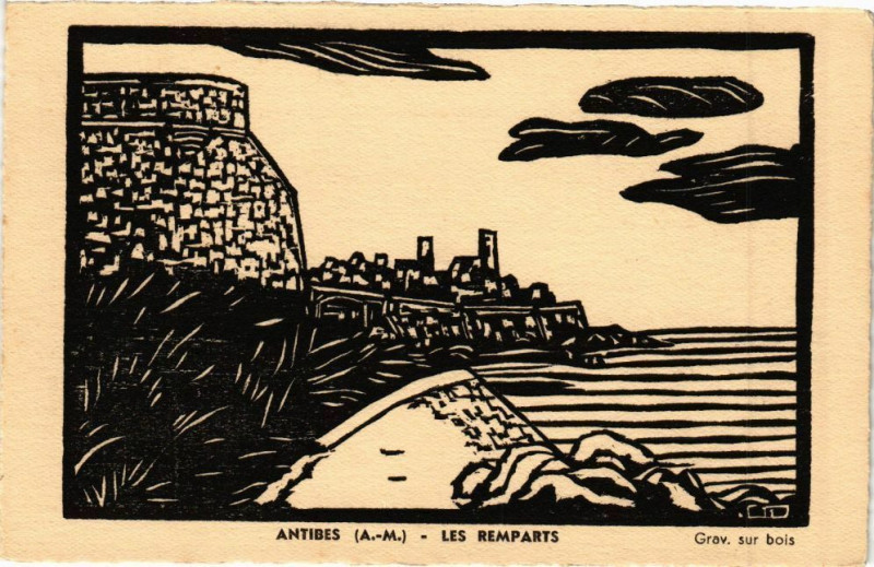 Carte postale ancienne Antibes - Les remparts à Antibes