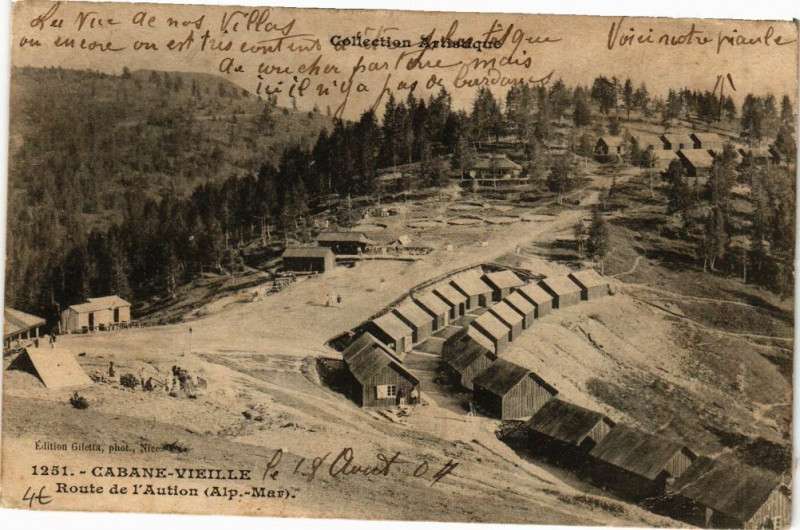 Carte postale ancienne Cabaine - Vieille - Route de l'aution