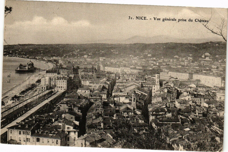 Carte postale ancienne Nice - Vue générale prise du chateau à Nice