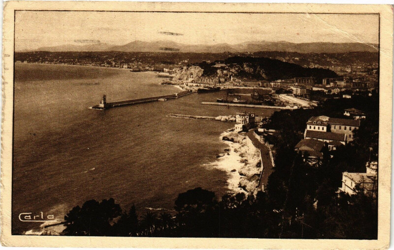 Carte postale ancienne Nice - Vue générale prise du mont boron à Nice