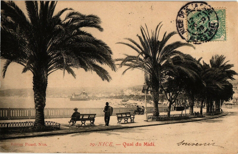 Carte postale ancienne Nice - Quai de midi à Nice