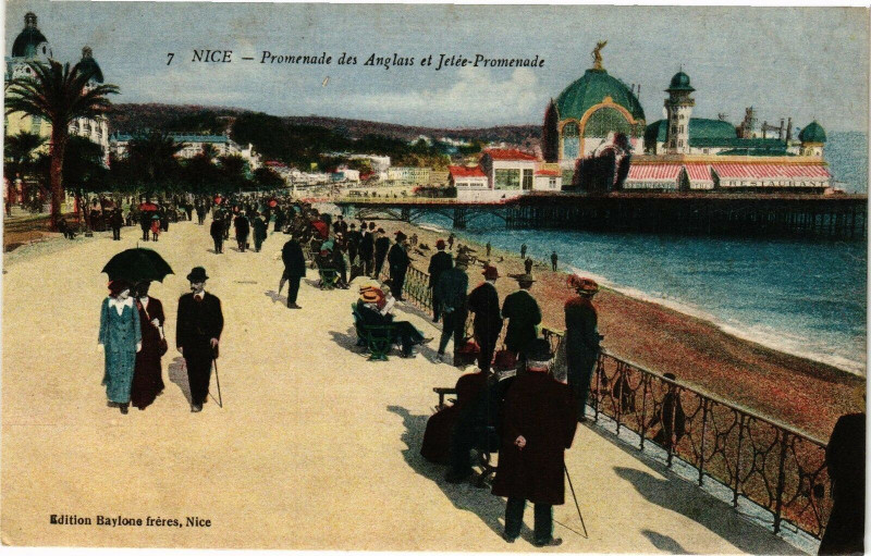 Carte postale ancienne Nice - Promenade des anglais et jetee promenade à Nice