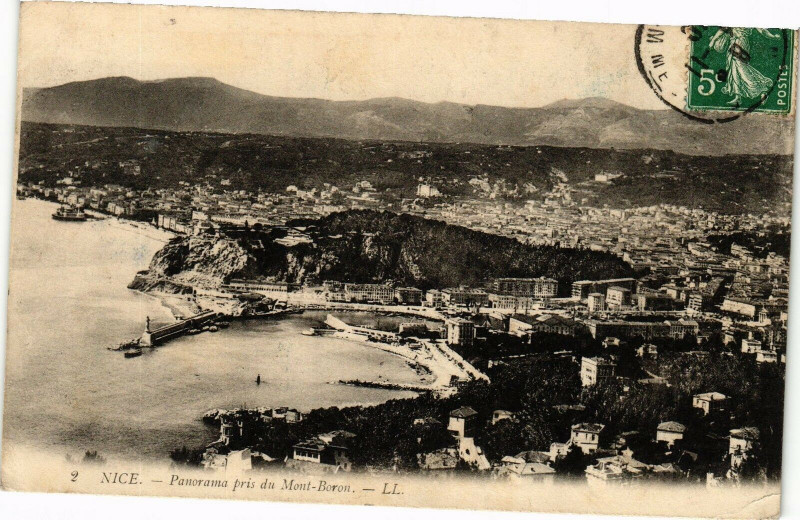 Carte postale ancienne Nice - Panorama pris du mont boron à Nice