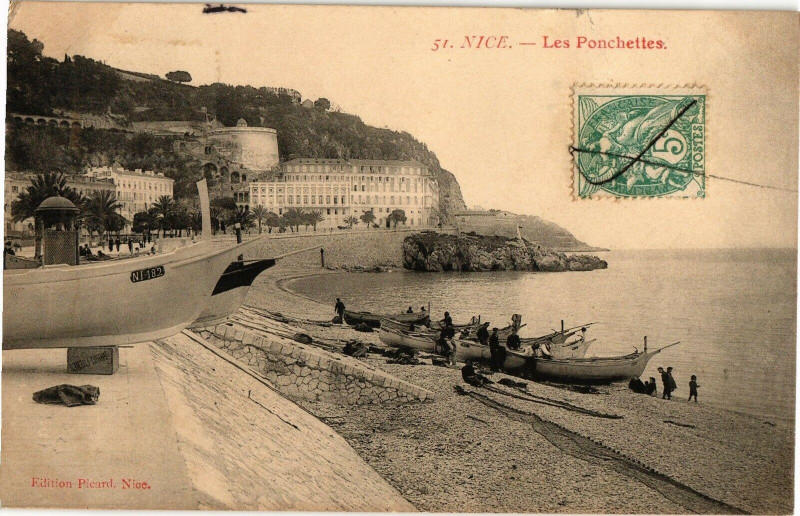Carte postale ancienne Nice - Les ponchettes à Nice