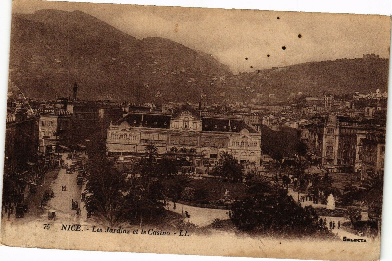 Carte postale ancienne Nice - Les jardins et le casino à Nice