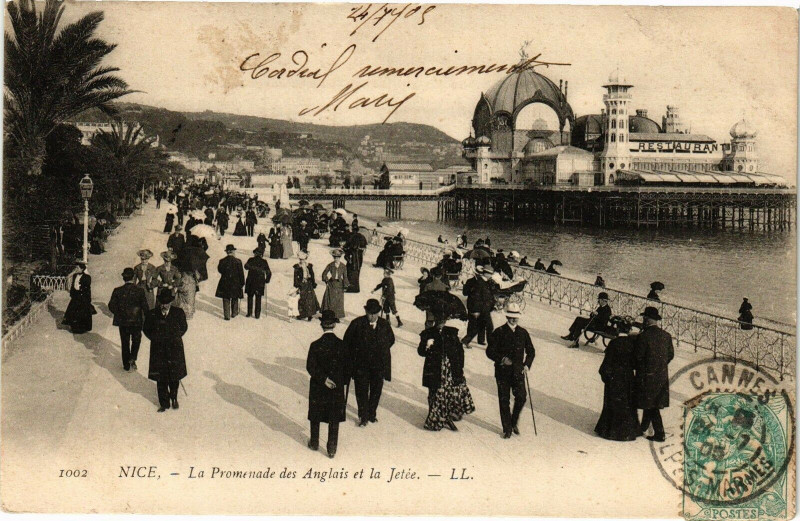 Carte postale ancienne Nice - La Promenade des anglais et jetee à Nice