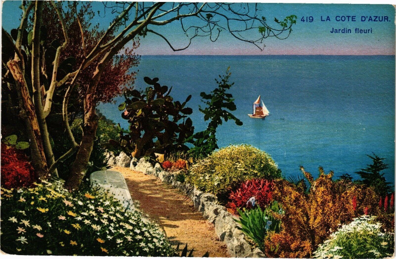 Carte postale ancienne La Cote d'Azur - Jardin fleuri