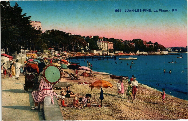 Carte postale ancienne Juan-les-Pins - la plage - rm