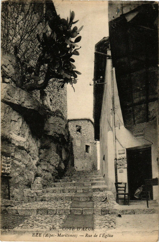 Carte postale ancienne Cote d'Azur - Eze - Rue de l'eglise à Èze