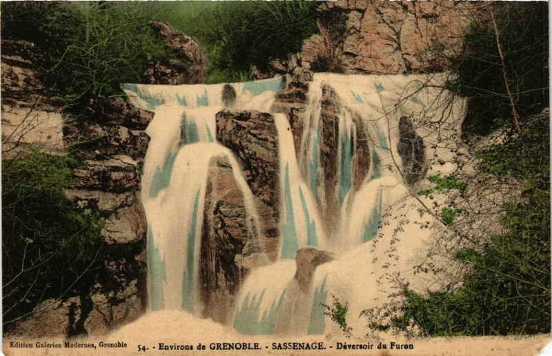 Carte postale ancienne Env. de Grenoble - Sassenage - Deversoir du Furon à Grenoble