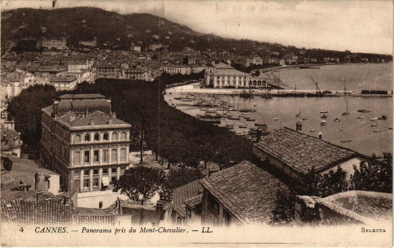 Carte postale ancienne Cannes - Panorama pris du Mont-Chevalier à Cannes