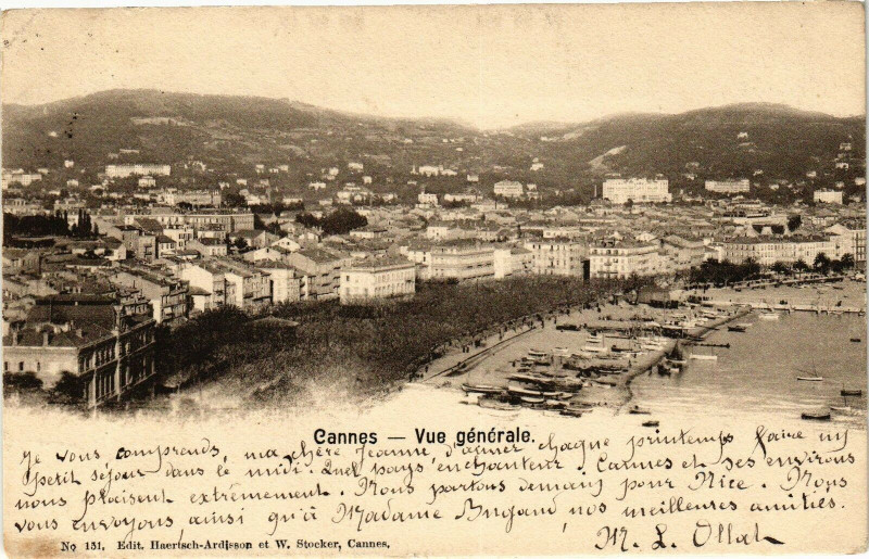 Carte postale ancienne Cannes - Vue générale à Cannes