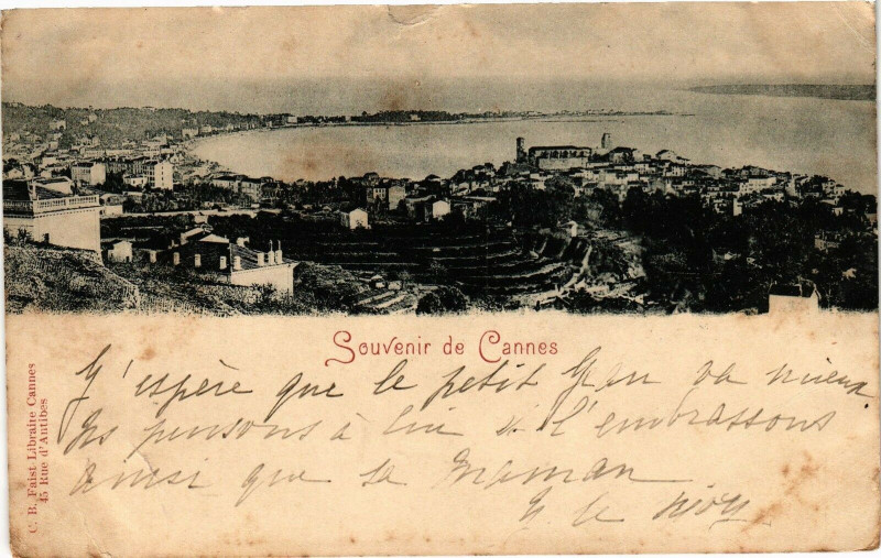 Carte postale ancienne Souvenir de Cannes à Cannes