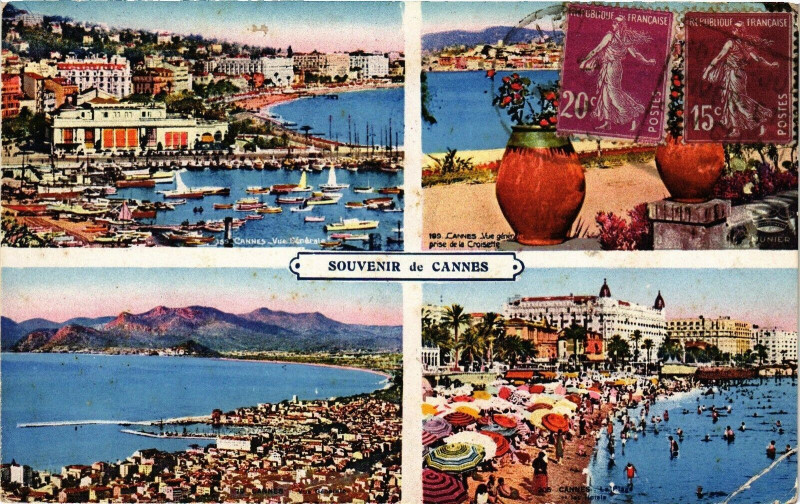 Carte postale ancienne Souvenir de Cannes à Cannes