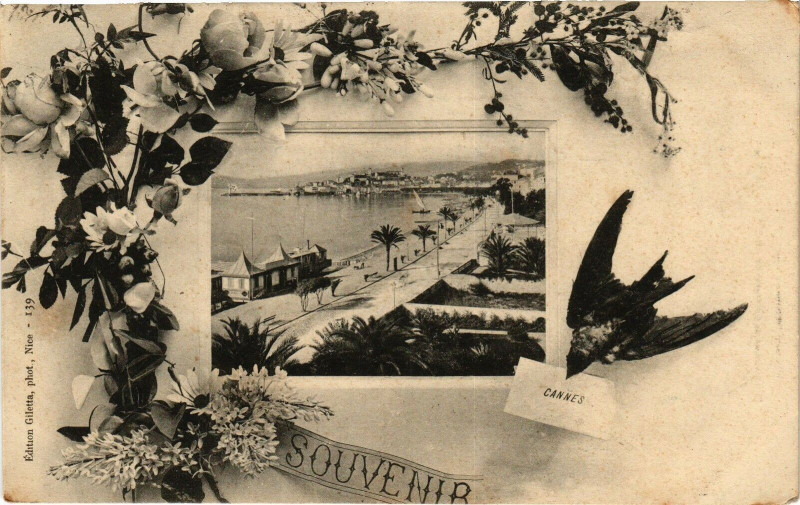 Carte postale ancienne Souvenir - Cannes à Cannes