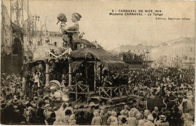 Carte postale ancienne Carnaval de Nice - Madame Carnaval - Le Tango à Nice
