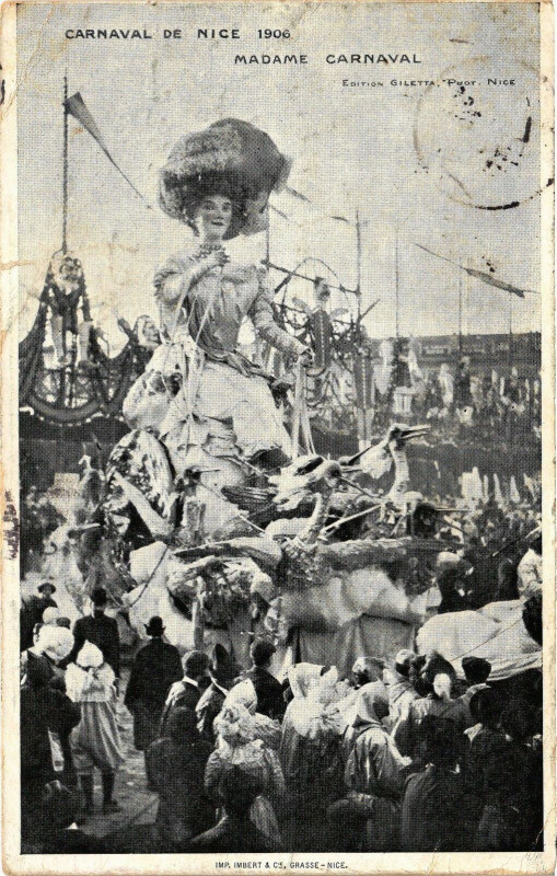 Carte postale ancienne Carnaval de Nice 1906 - Madame Carnaval à Nice