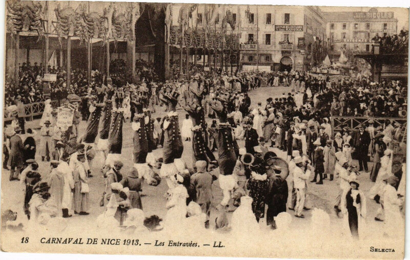 Carte postale ancienne Carnaval de Nice 1913 - La Entraviées à Nice