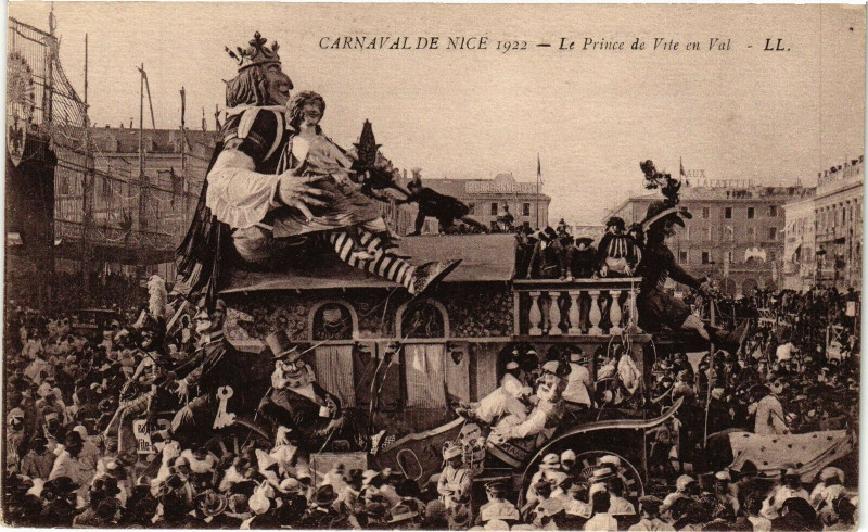 Carte postale ancienne Carnaval de Nice 1922 - Le Prince de Vile en Val à Nice