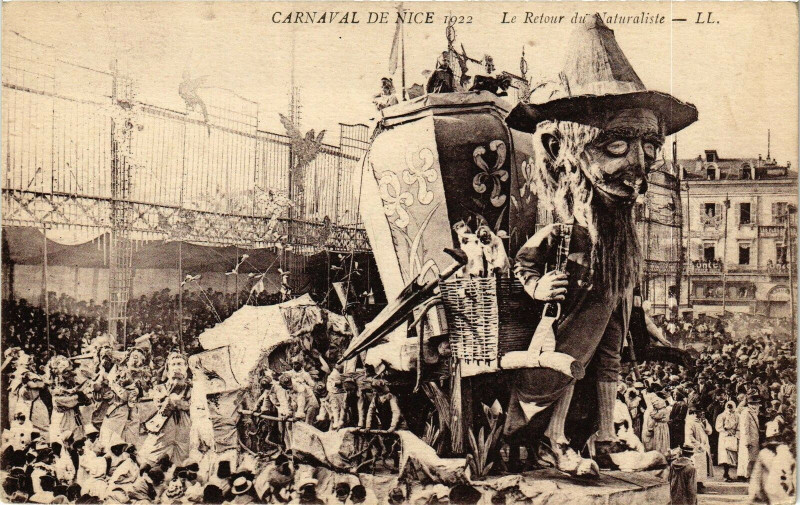 Carte postale ancienne Carnaval de Nice 1922 - Le Retour du Naturaliste à Nice