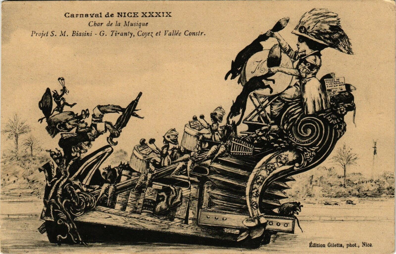 Carte postale ancienne Carnaval de Nice Xxxix - Char de la Musique - Project S.M. Biasini à Nice