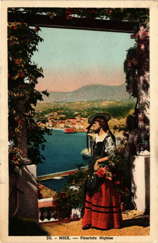 Carte postale ancienne Nice - Fleuriste Nicoise à Nice