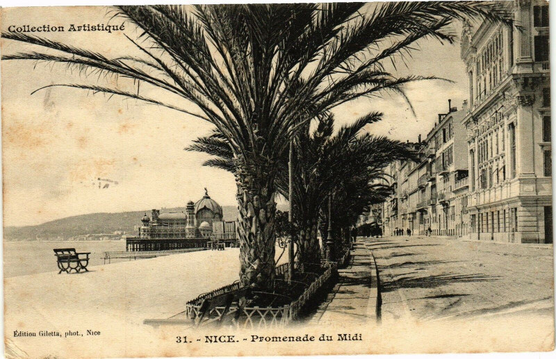 Carte postale ancienne Collection Artistique - Nice - Promenade du Midi à Nice