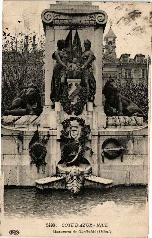 Carte postale ancienne Cote d'Azur - Nice - Monument de Garibaldi (Détail) à Nice